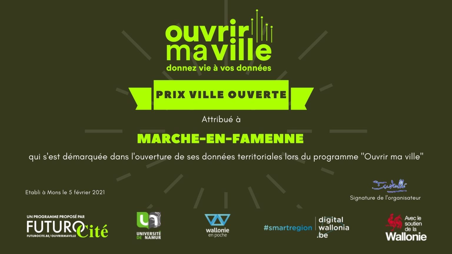 Le prix Ville ouverte a été attribué à Marche-en-Famenne dans le cadre du hackathon Hack your City