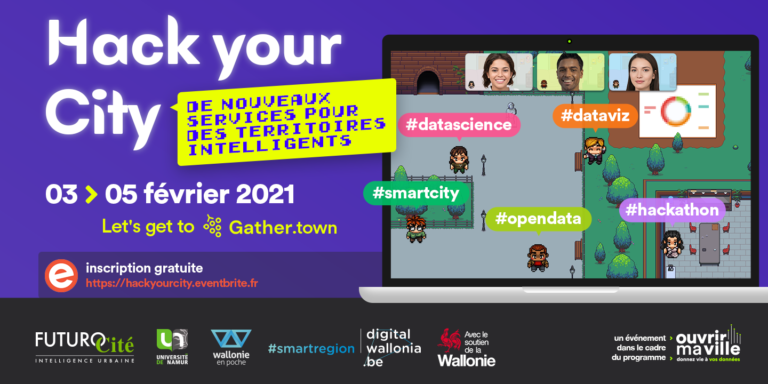 Affiche du Hackathon Hack your city organisé en 2021